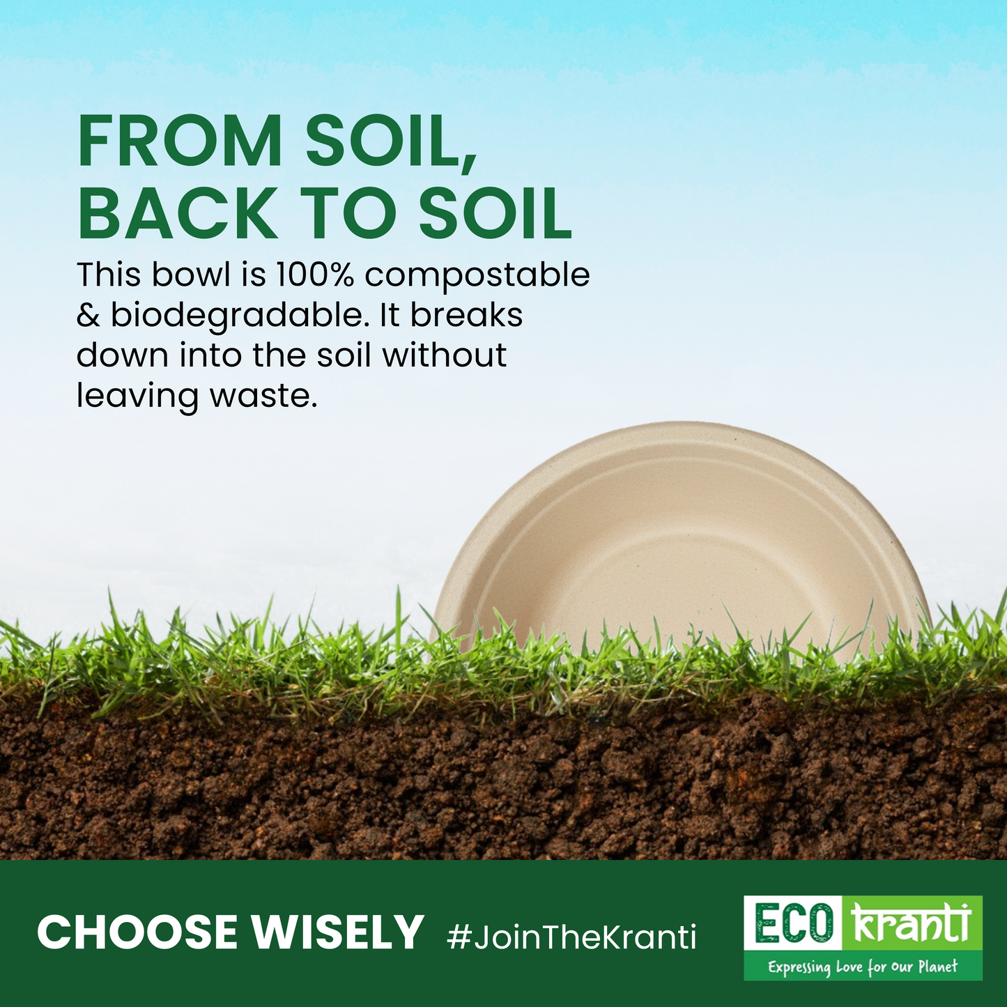 ECO kranti - 180ML Bagasse Disposable Bowls | Pack of 50