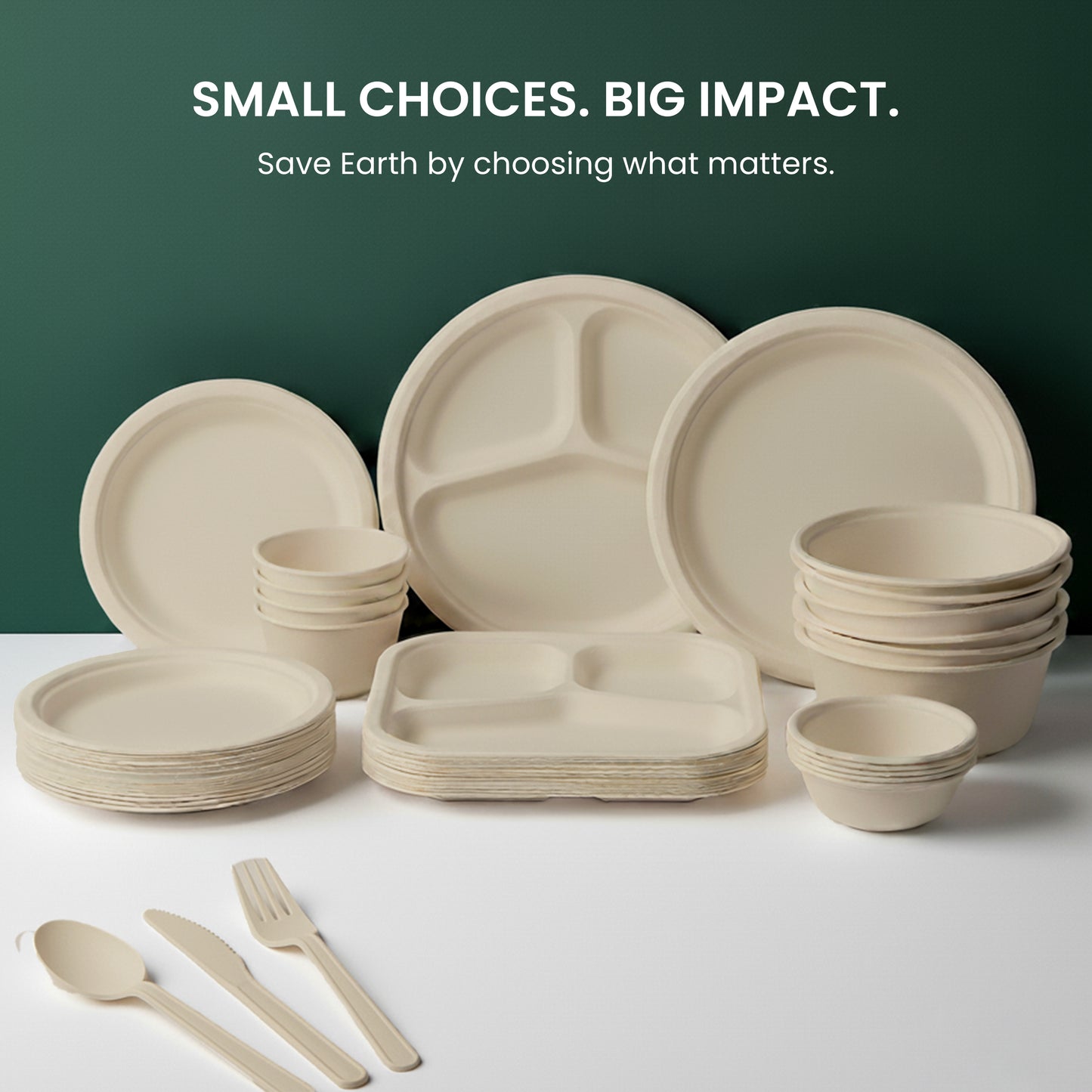 Eco Kranti – 6 Inch Bagasse Disposable Square Plates | Pack of 50