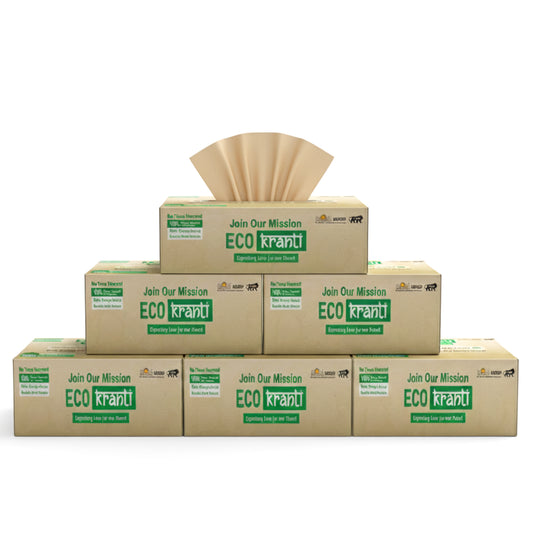 Eco Kranti - Bamboo Facial Tissue Paper Box | 100 Pulls x 6 Packs