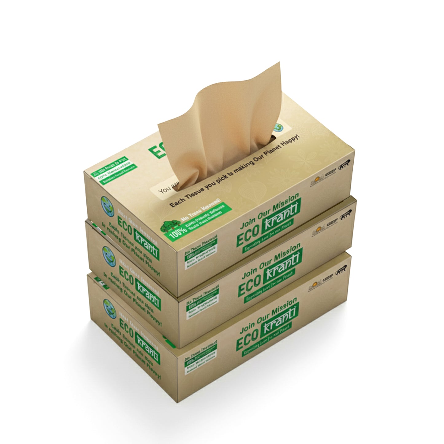 Eco Kranti - Bamboo Facial Tissue Paper Box | 100 Pulls x 3 Packs