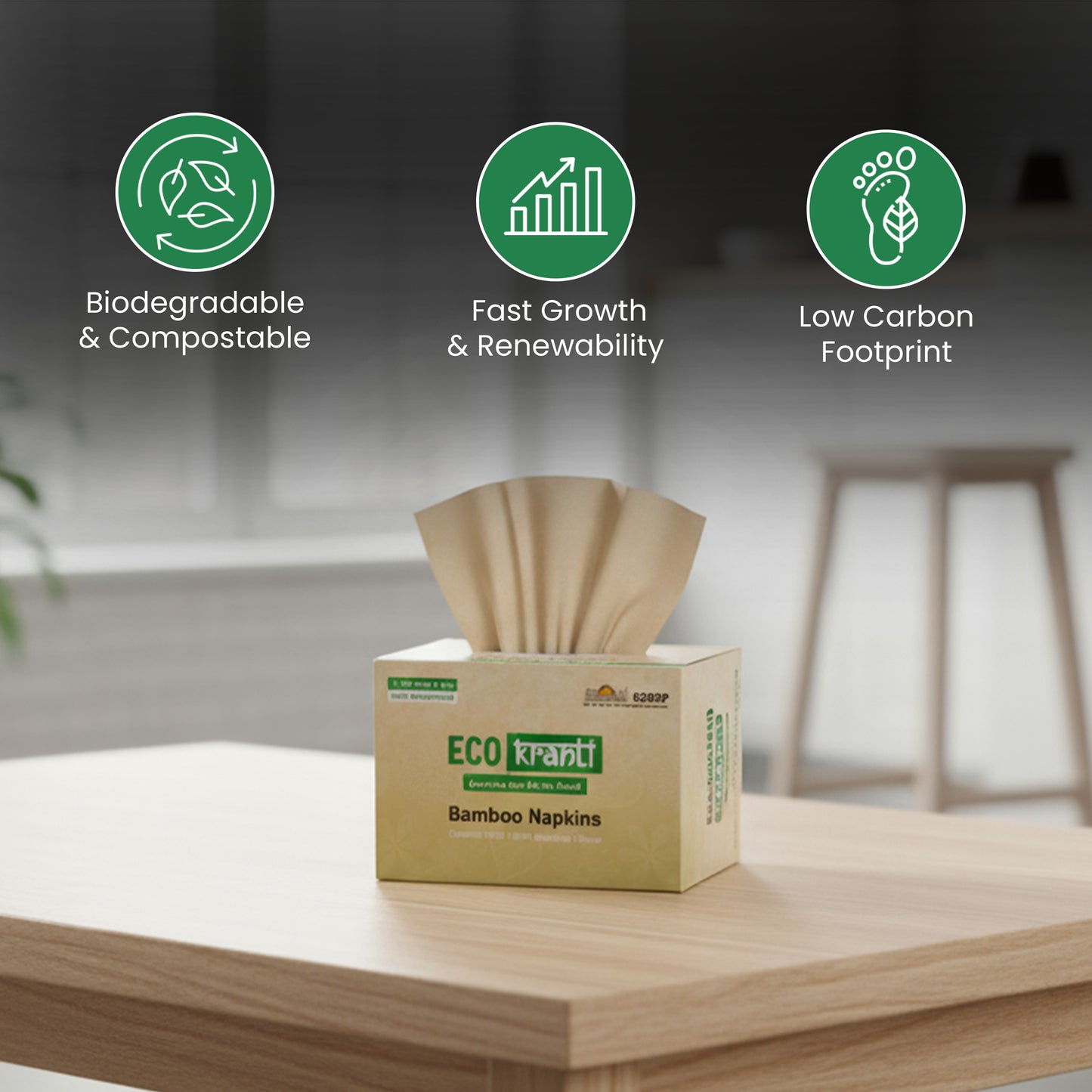 Eco Kranti – Bamboo Facial Tissue Napkins | 100 Pulls x 6 Packs