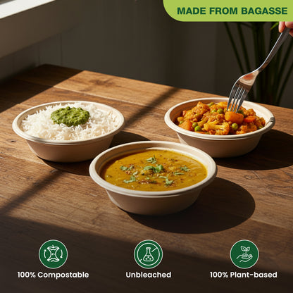ECO kranti - 180ML Bagasse Disposable Bowls | Pack of 50