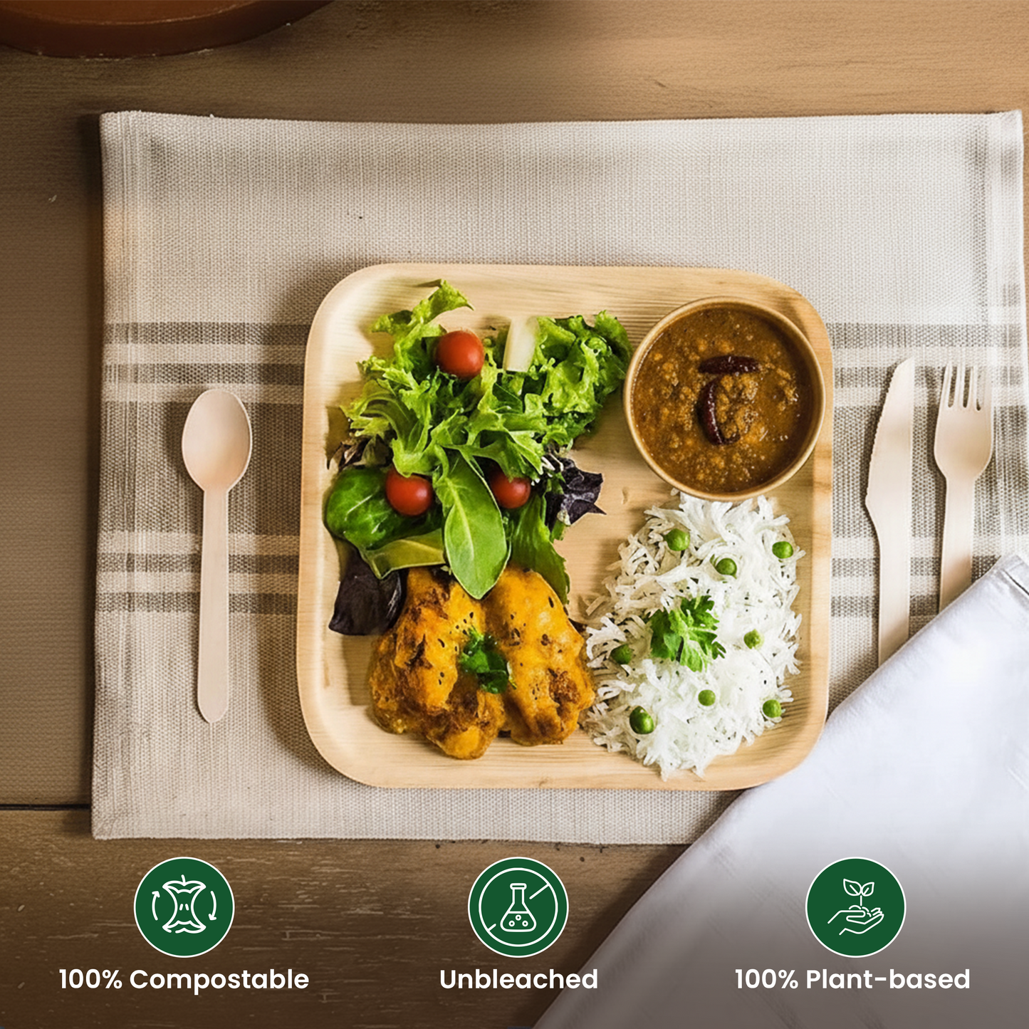 Eco Kranti – 6 Inch Bagasse Disposable Square Plates | Pack of 50