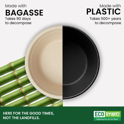 ECO kranti - 180ML Bagasse Disposable Bowls | Pack of 50