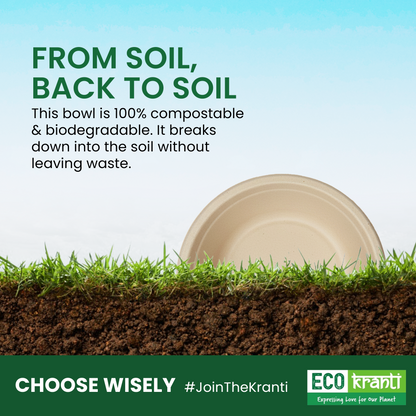 ECO kranti - 180ML Bagasse Disposable Bowls | Pack of 50
