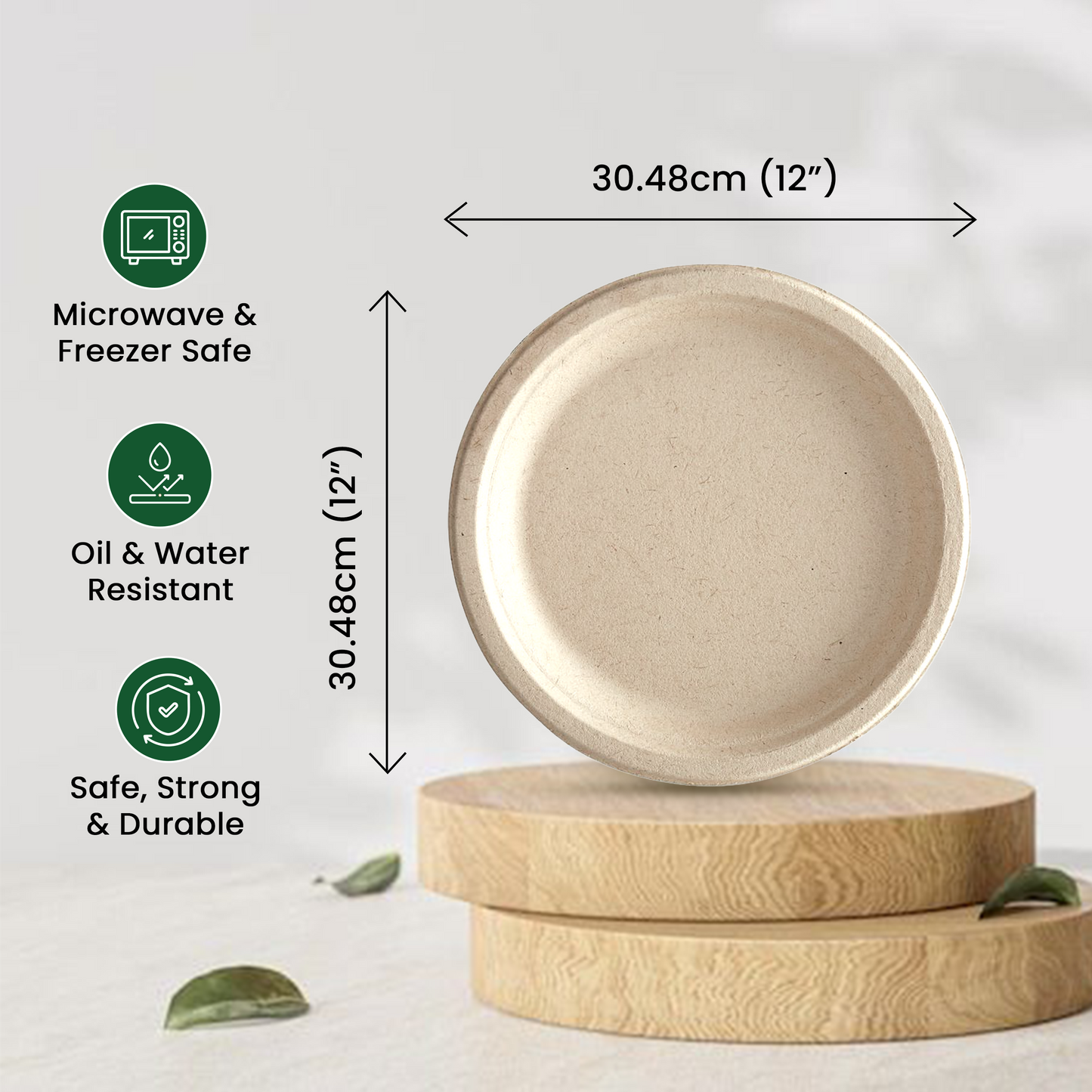 ECO kranti – 12 Inch Palm Leaf Disposable Plates | Pack of 25