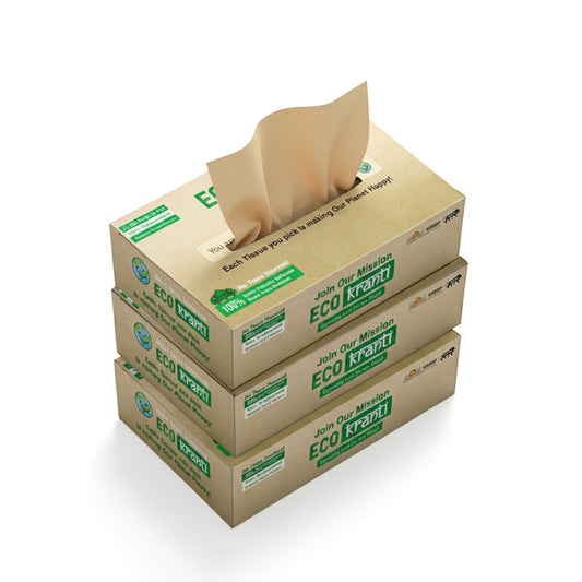 Eco Kranti - Bamboo Facial Tissue Paper Box | 100 Pulls x 3 Packs